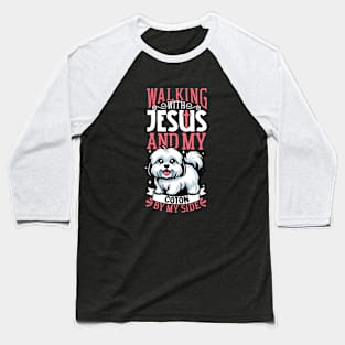 Jesus and dog - Coton de Tulear Baseball T-Shirt